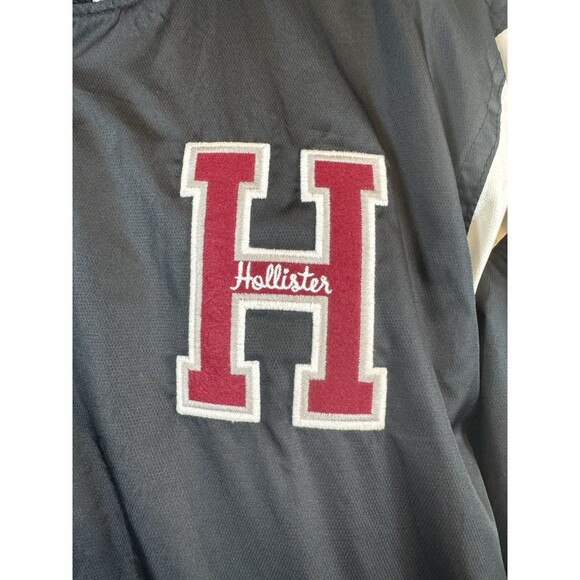 Varsity Bomber Button Up Jacket Hollister 99 Black Los Angeles California Sz M - Picture 2 of 16